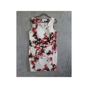 Creation L Floral V Neck Sleeveless Knee Length Sheath Dress Women US 10 Work